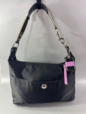 Authentic Coach F11668 Black Nylon Hobo Shoulder Bag
